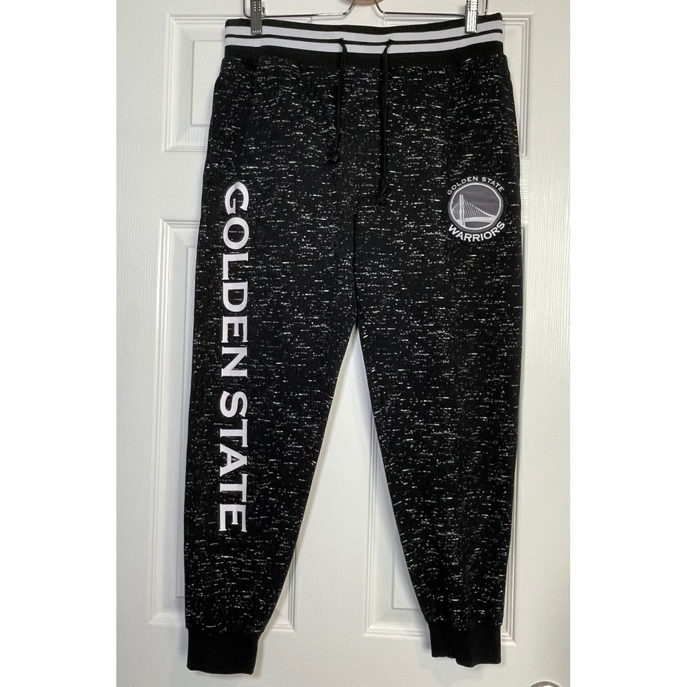 NBA Golden‎ State Warriors Speckled Jogger Sweatpants Black White Mens Medium